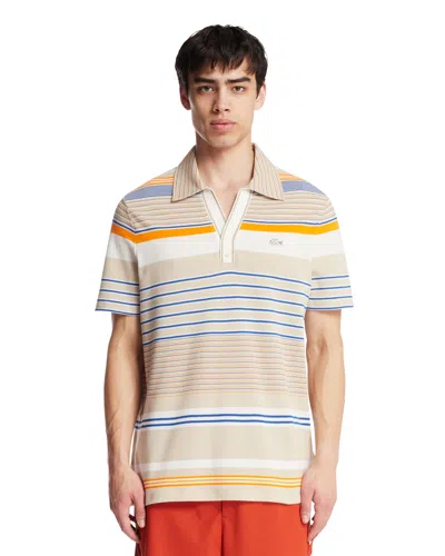 Lacoste Multicolour Striped Pique Polo In Neutral