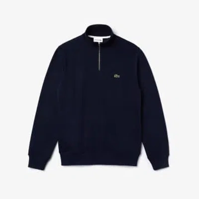 Lacoste Navy Blue Organic Brushed Cotton Half Zip Mens Sweatshirt