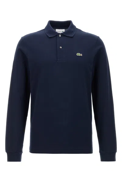Lacoste Navy Blue Piquet Polo Shirt In Black
