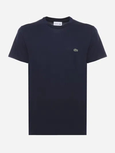 Lacoste Mens Classic Fit Cotton Jersey T-shirt In Blue