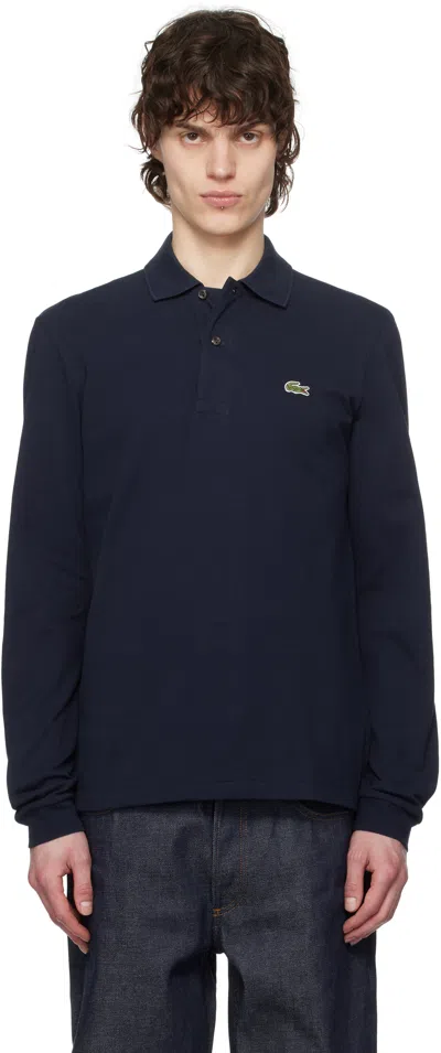 Lacoste Navy Classic Fit Long Sleeve Polo In 166 Navy
