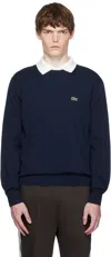 Lacoste Live Cotton Fleece Sweatshirt Navy Blue In Blue