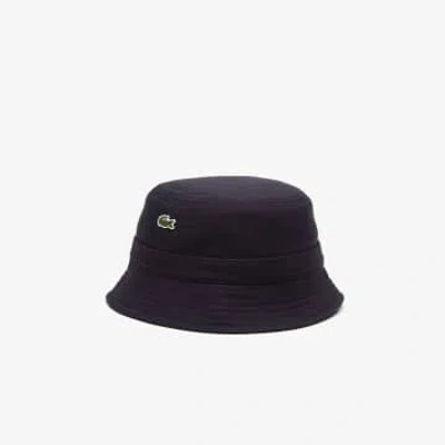 Lacoste Navy Organic Cotton Bucket Hat In Blue