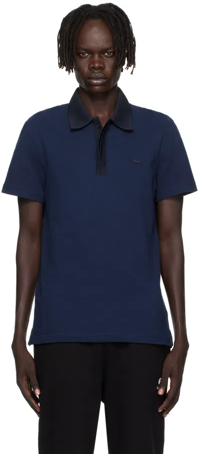 Lacoste Navy Regular Fit Piqué Polo In Blue