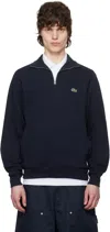 Lacoste Mens Core Essentials Quarter Zip Sweatshirt In Navy In 166 Navy