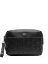 Lacoste Nomogramme Leather Clutch Bag In Black