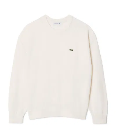 Lacoste Offwhite Crewneck Knit Sweatshirt In White