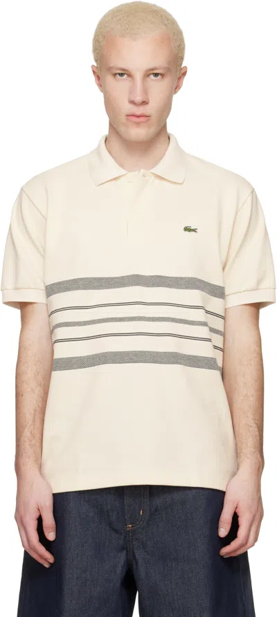 Lacoste Off-white 'french Made' Classic Fit Striped Polo In Multi