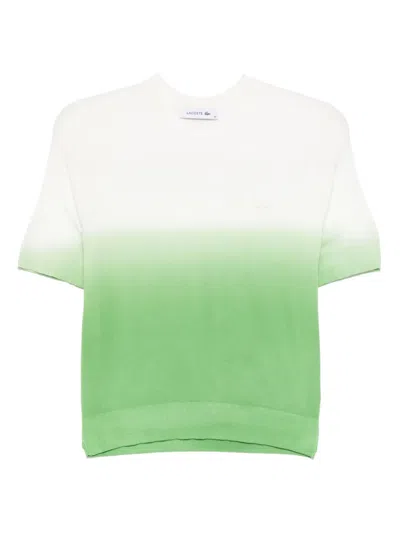 Lacoste Ombre-effect Short-sleeves Top In Green