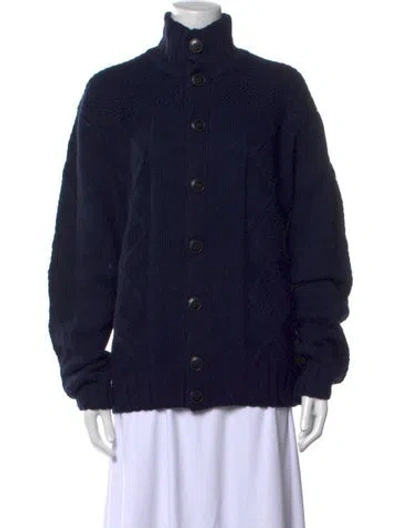 Pre-owned Lacoste Open Front Sweater In Blue