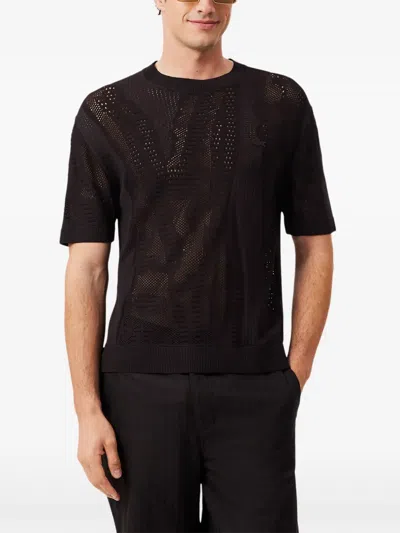 Lacoste Open-knit Short-sleeve Sweater In Multi