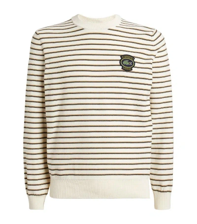 Lacoste Organic Cotton-blend Striped Sweater In White