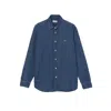 Lacoste Organic Cotton Denim Shirt With Embroidered Crocodile Logo In Green