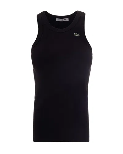 Lacoste Organic Cotton Ribbed Tank Top In Animal Print