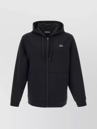 Lacoste Organic Cotton Sweatshirt With Hood And Pockets In Blue