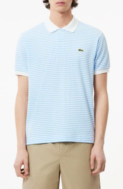 Lacoste Striped Cotton T-shirt In Blue