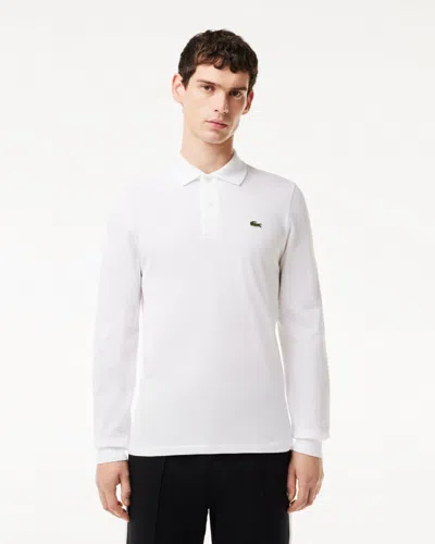 Lacoste Original L.12.12 Mens Long Sleeve Cotton Polo Shirt In White