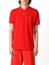 Lacoste Logo-embroidered Short-sleeved Cotton-piqué Polo Shirt In Rouge Iconic