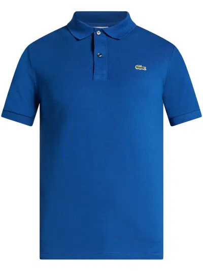 Lacoste Logo-patch Cotton Polo Shirt In Blue