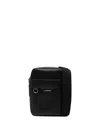 Lacoste Ossian Leather Messenger Bag In Black