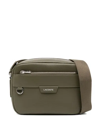 Lacoste Ossian Leather Messenger Bag In Green