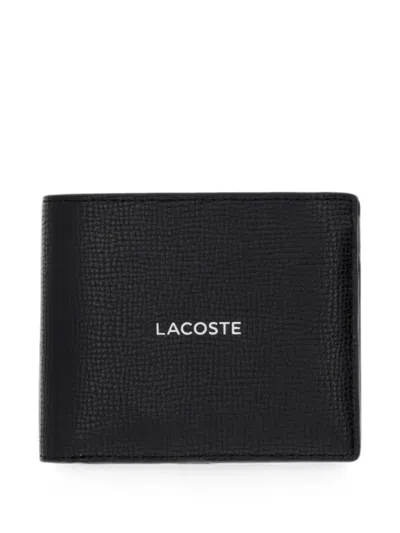 Lacoste Ossian Medium Logo-print Textured Leather Wallet In Black