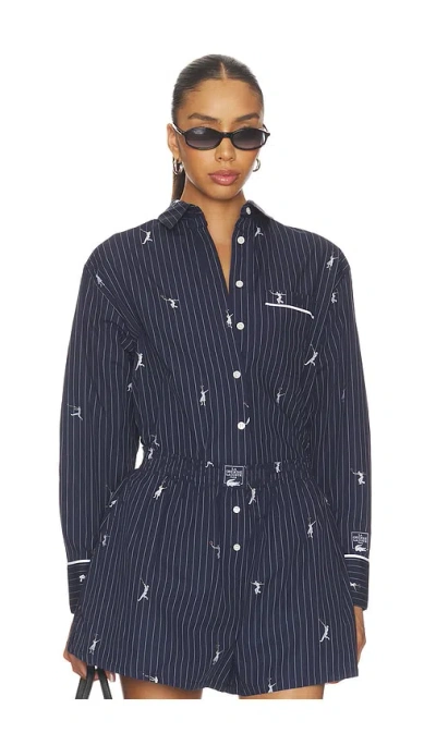 Lacoste Oversize Fit Jacquard Shirt In Blue