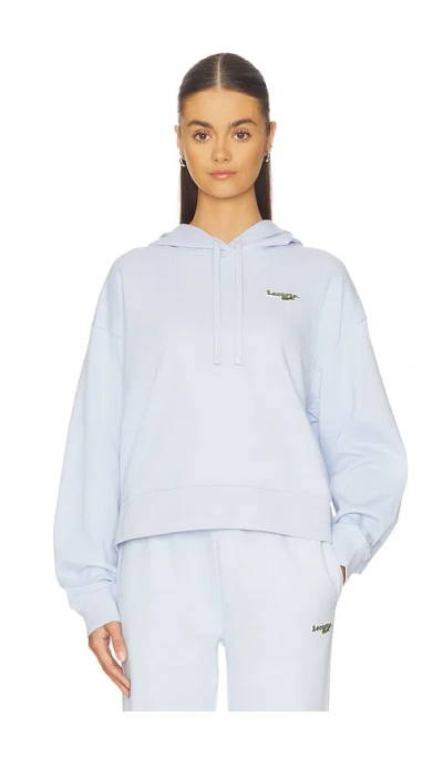 Lacoste Oversize Fit Molleton Hoodie In Blue