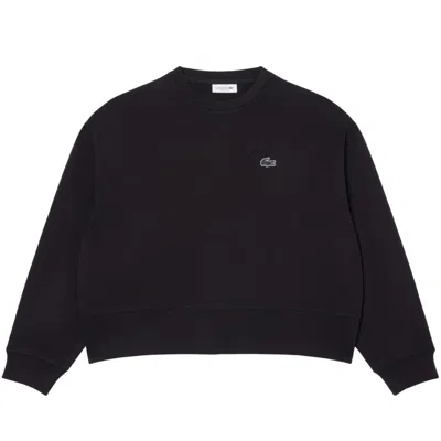 LACOSTE OVERSIZED BLACK SWEATSHIRT WITH DESIGN