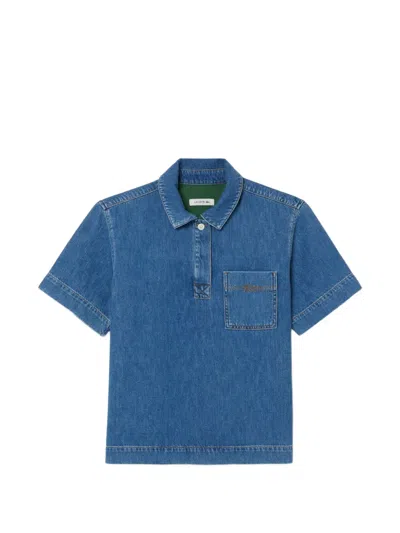 Lacoste Oversized Denim Polo Shirt In Blue