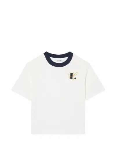 Lacoste Oversized Embroidery Detail Jersey T-shirt In White