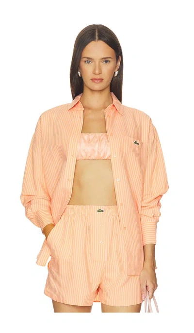 Lacoste Oversized Fit Toile Shirt In Orange