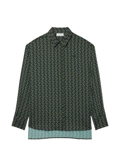 Lacoste Oversized Fluid Print Shirt In Green