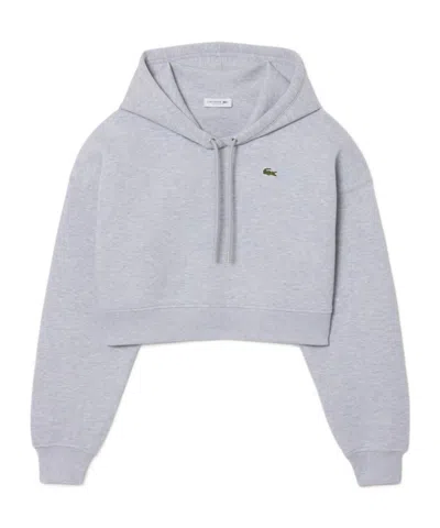 Lacoste Oversized Ribbed Polo Collar Sweatshirt In Gray