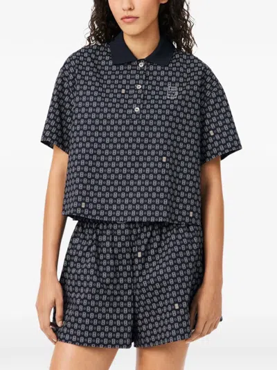Lacoste Oversized Tennis-print Polo In Multi