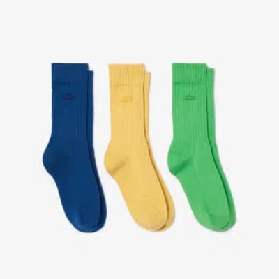 Lacoste Pack Of 3 Organic Cotton Unisex Socks In Multi