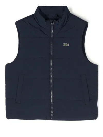 Lacoste Kids' Padded Logo-patch Gilet In Blue