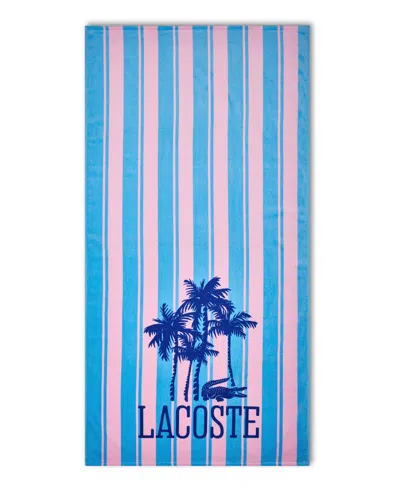 Lacoste Palm Trees Cotton Beach Towel, 36" X 72" In Blue