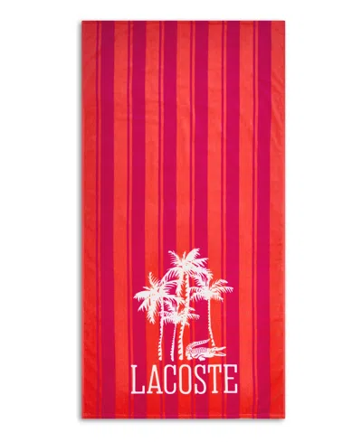 Lacoste Palm Trees Cotton Beach Towel, 36" X 72" In Red