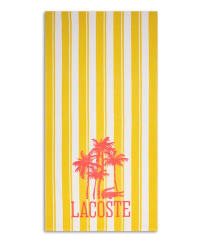 Lacoste Palm Trees Cotton Beach Towel, 36" X 72" In Yellow