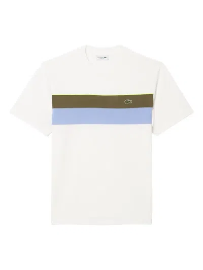 Lacoste Panelled Crew-neck T-shirt In White