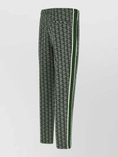 Lacoste Paris Jogger Trousers Allover Pattern Stripe In Green