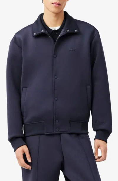 Lacoste Paris Knit Bomber Jacket In Blue