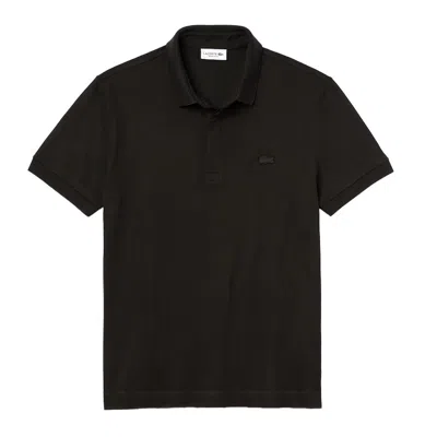 Lacoste Paris Pique Polo Short Sleeved Shirt In Black