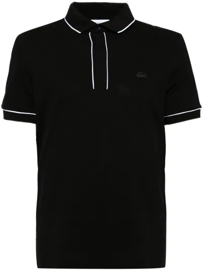 Lacoste Paris Stretch Piqué Polo Shirt In Black