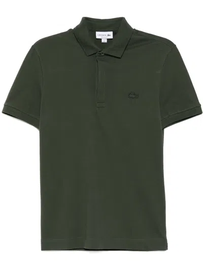 Lacoste Paris Stretch Piqué Polo Shirt In Green