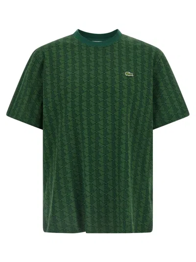 Lacoste Paris Jacquard-monogram T-shirt In Green