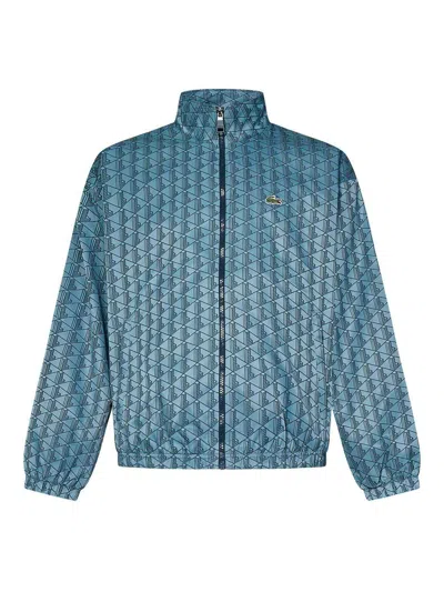 LACOSTE PARIS WINDBREAKER JACKET IN LIGHT BLUE NYLON