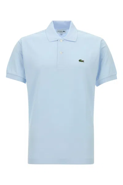 Lacoste Cotton Piquet Polo Shirt In Powder Blue In Patterned Blue