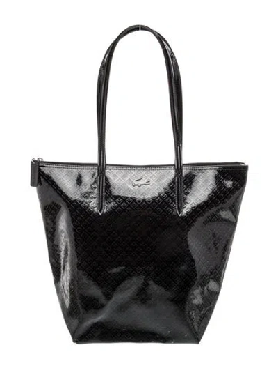 Pre-owned Lacoste Patent Leather Shoulder Bag In Black